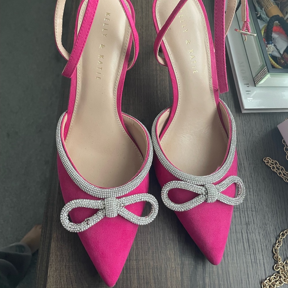 Pink embellished heels